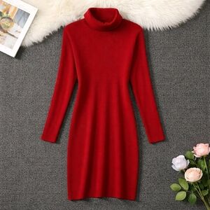 Nina Leonard Vibrant Red Midi Dress